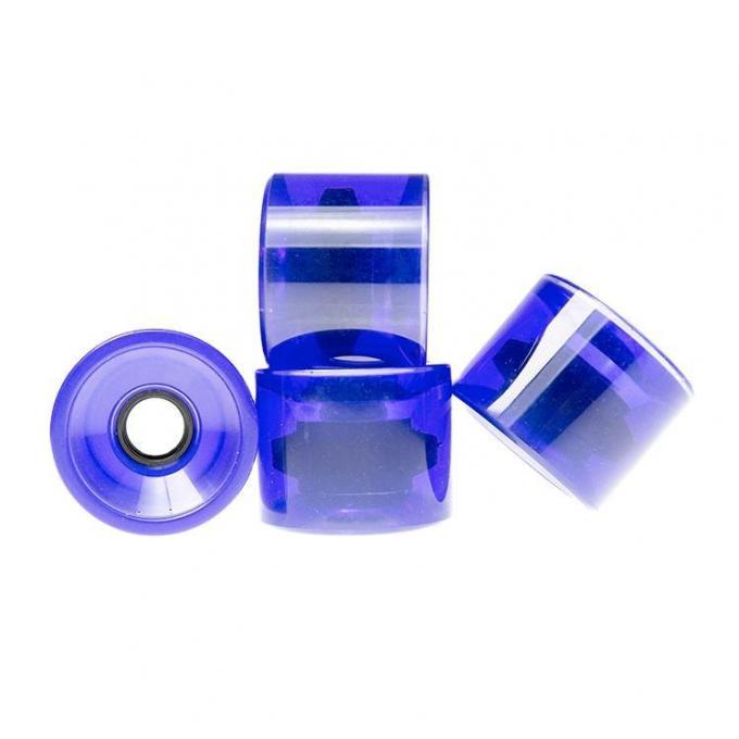 أزرق شفاف PU عجلات لوح التزلج 75mm Longboard عجلات مضادة للارتداء OEM 0